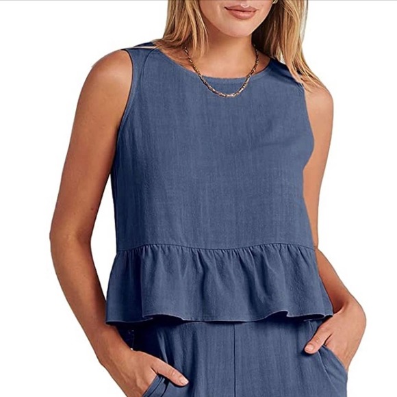 Anrabess Cropped Button Back Tank - S - Picture 2 of 5